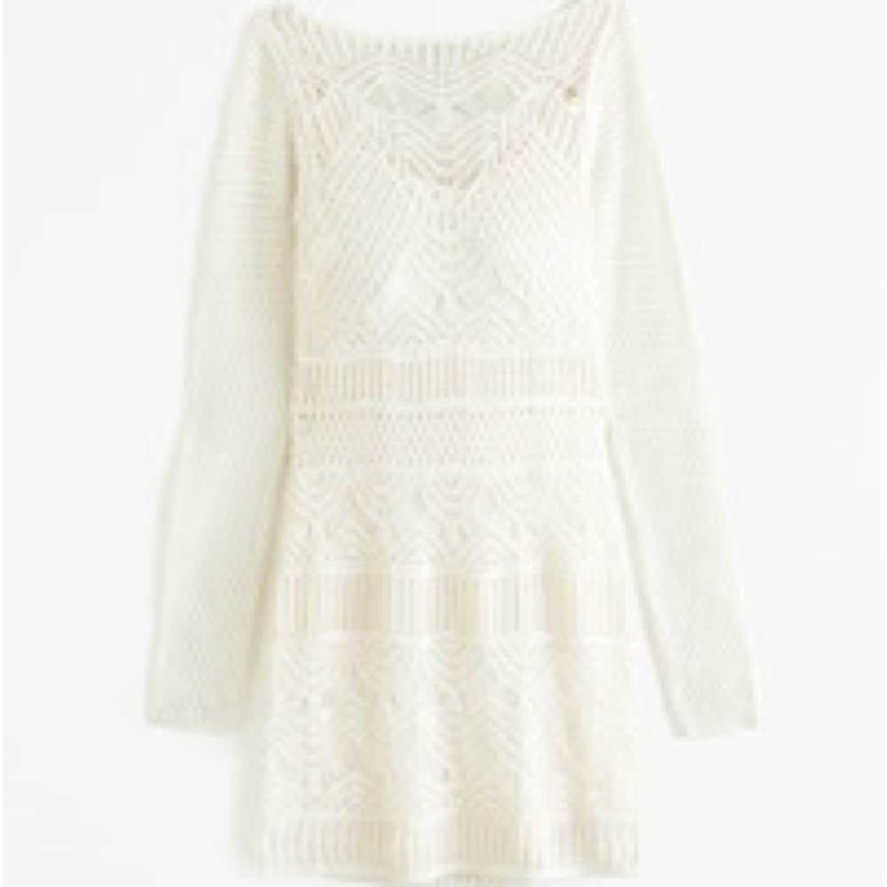 NEW Abercrombie & Fitch Long-Sleeve Crochet-Style Mini Dress